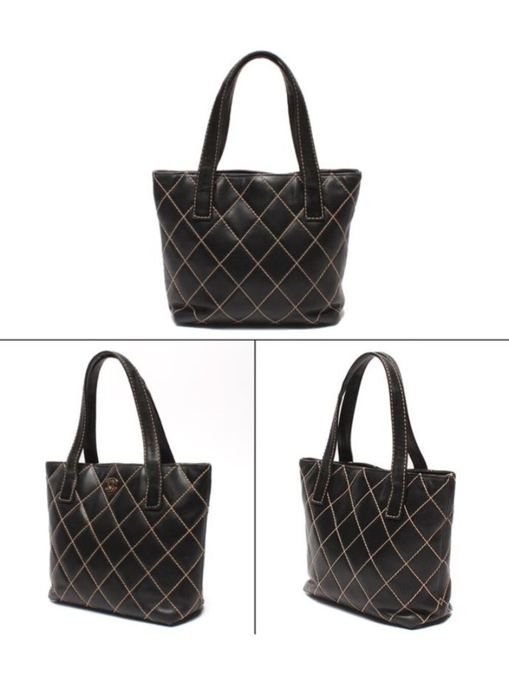 Chanel Tote Gold Wild Stitch CC Logo - Picture 2 of 10